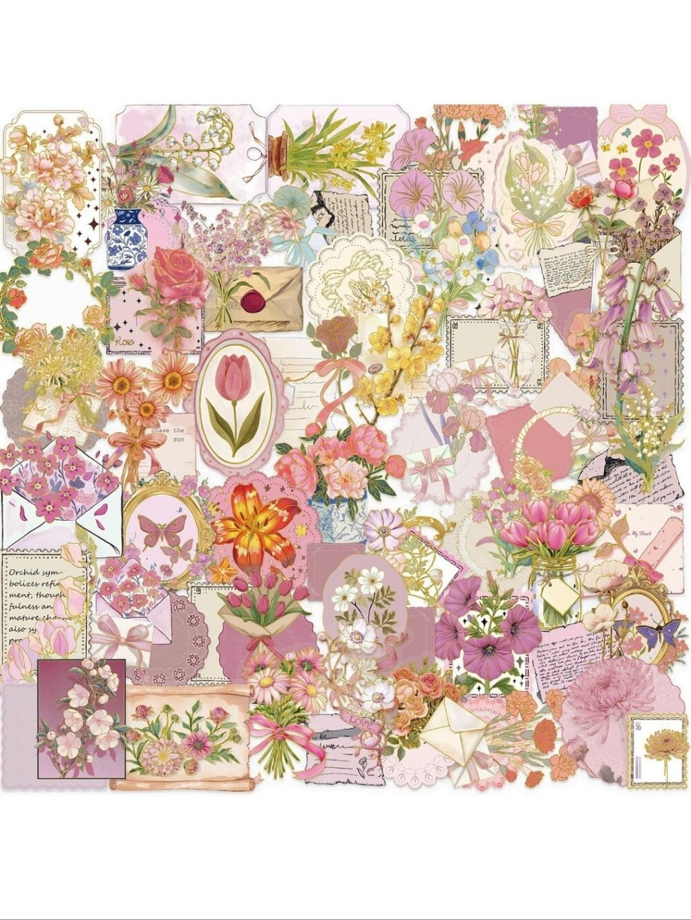 Floral Collage Home Accents Wall Art - Pink and Cream